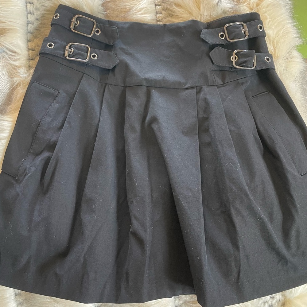 Nanette Lepore Black Mini Skirt with Buckle Accents
